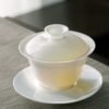 Premium Dehua White Jade Porcelain Gaiwan | Elegant 3-Part Tea Tureen Set